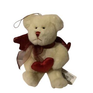 Russ Plush Teddy Bear With Heart & Red Angel Wings 5” White Valentines Day Gift